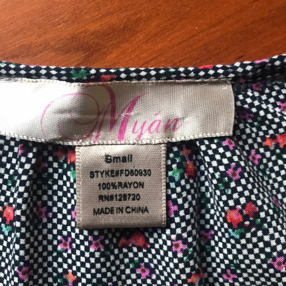 Myan Blue Patterned Ruffle Front Mini Dress - Picture 8 of 8
